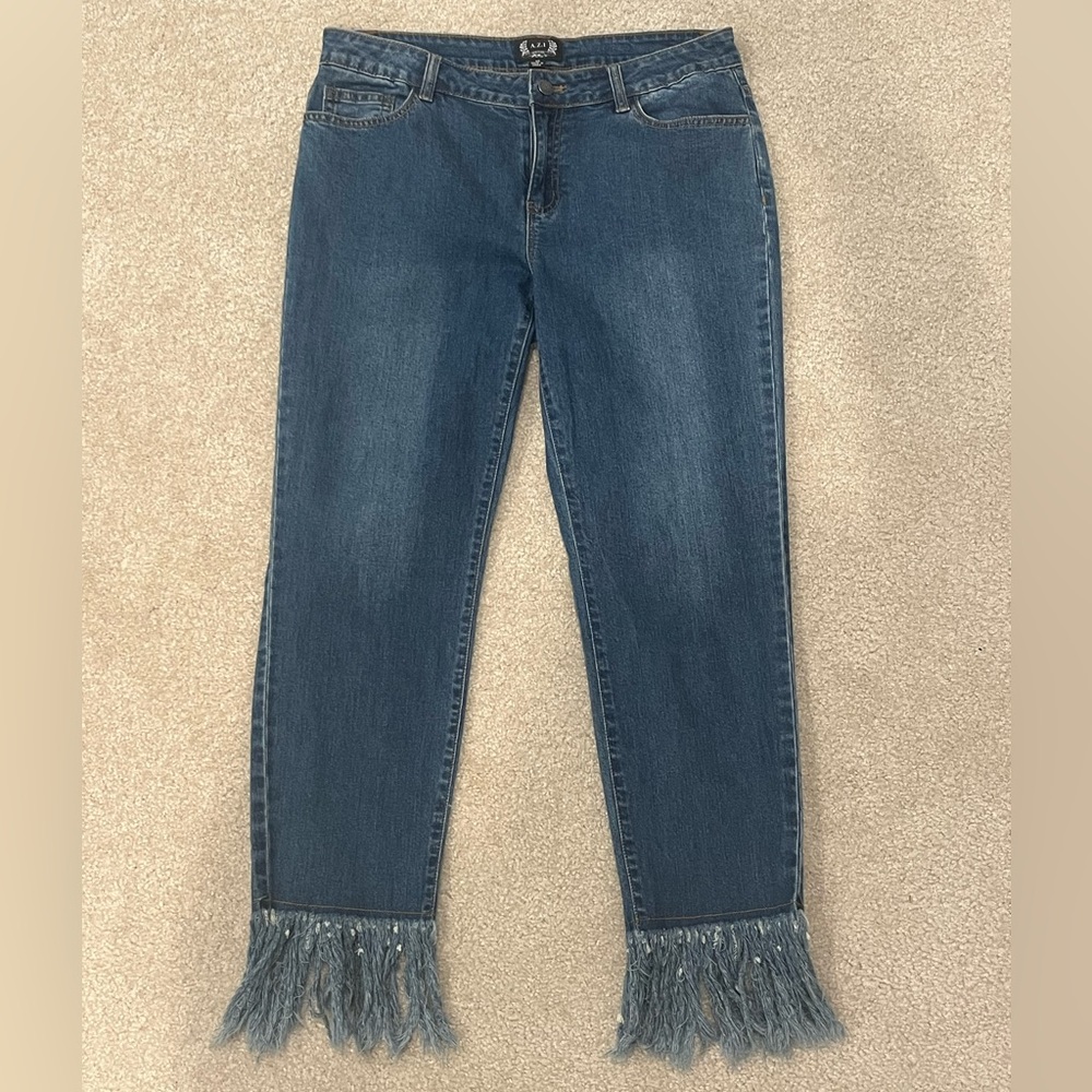 A.Z.I Cropped Fringe Hem Jeans Size 10